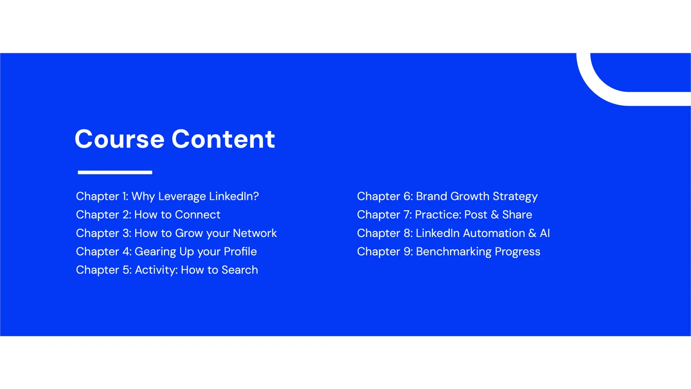 Course content — the nine chapters at a glance