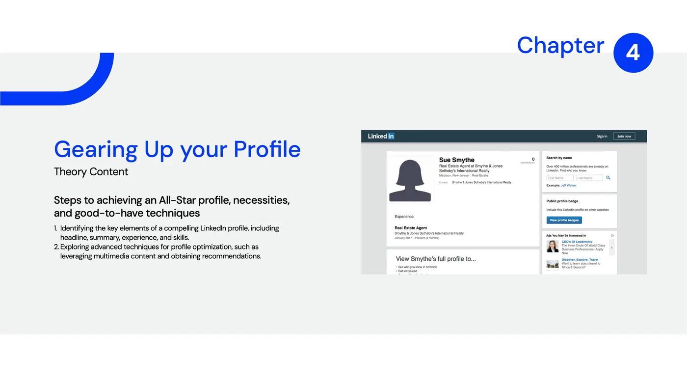 Chapter 4 — Gearing up your profile