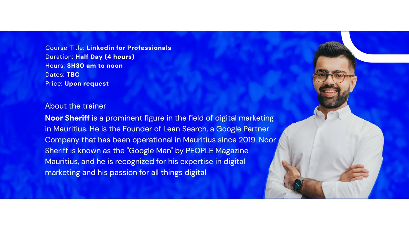 Course details and about the trainer, Noor Sheriff