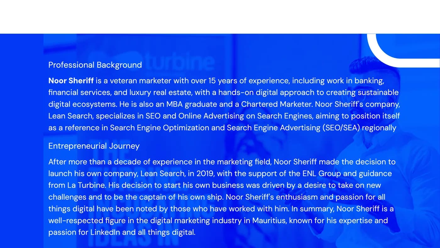 Trainer — professional background and entrepreneurial journey